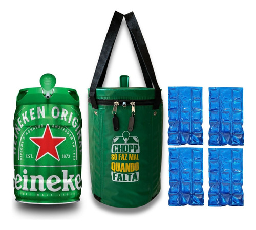 Kit Barril Chopp Heineken 5l + Bolsa Térmica C/4 Cartela Gel