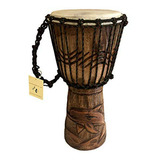 Tambor Djembe De Madera Tallada Profesional - 12  - Calidad 