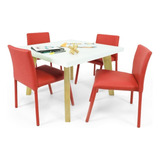 Set Comedor Infantil Lugo En Cuero Color Rojo