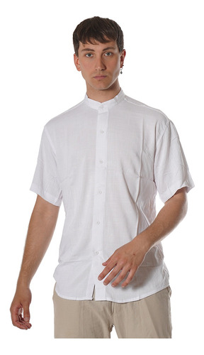 Camisa Lino Lisa Hombre Camisa Manga Corta H8