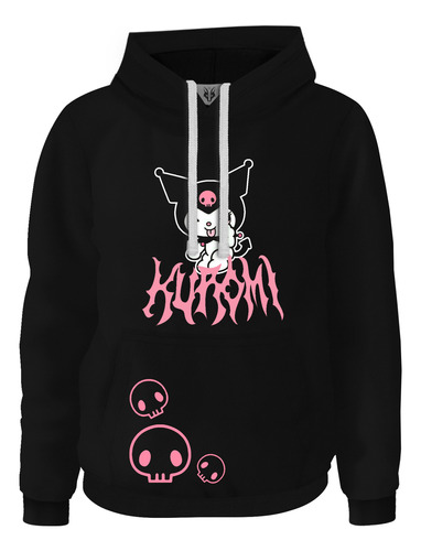 Hoodie Buzo Buso Sudadera Saco Anime Kuromi Skull Rose