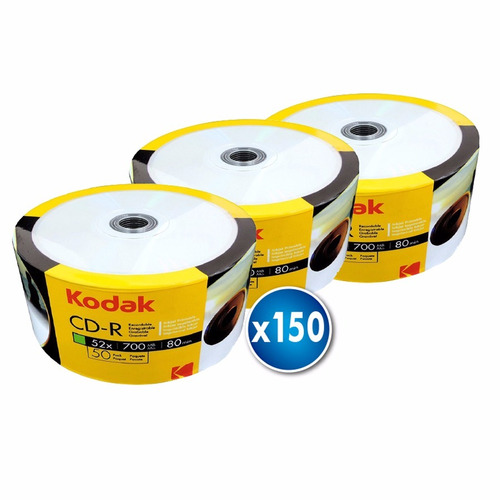 Pack 150 Unidades Cd Imprimible Kodak 52x 700mb 80 Min