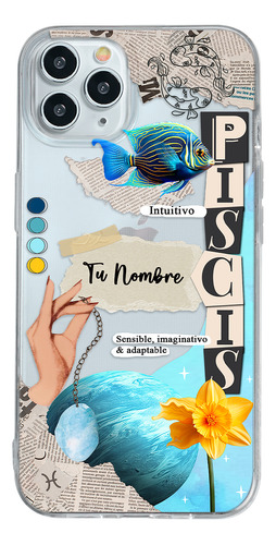 Funda Para iPhone Mujer Signo Zodiaco Piscis Con Tu Nombre