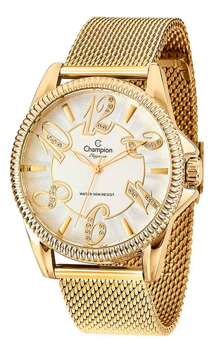 Relógio Champion Feminino Cn27358m Dourado - Grande 43mm