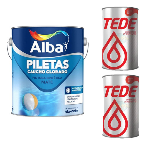 Alba Pintura Pileta Caucho 4lt + 2l Diluyente Combo - Mm