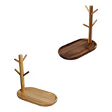 2x 4 Ganchos De Madera Para Tazas, Soporte Organizador,