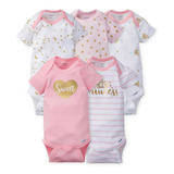 Set X5 Bodysuits Para Bebé Niña Manga Corta Por Gerber