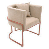 Poltrona Base De Ferro Rose Gold, Moderno Sala Sentar