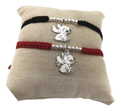 Pulseras Para Parejas Amigos Stitch Plata 925 + Bolsita