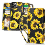 Funda Para iPhone 12 Pro Max, Diseno Girasol/con Tarjetero