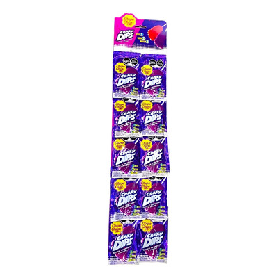 Paleta Crazy Dips Sabor Uva Con Polvo Tronador Tira 10pz