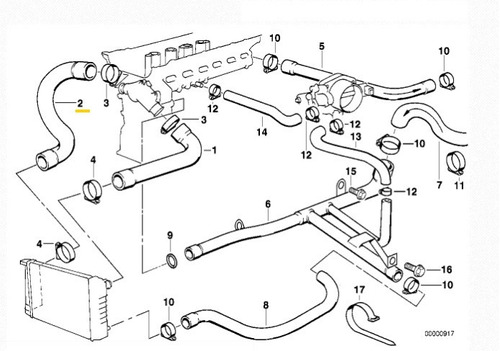 Manguera Inferior Radiador Bmw E36 323i 325i 328i Motor M50 Foto 3