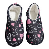 Pantuflas Cerradas Con Piel Corazones Abrigadas Comodas