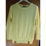 Sweater Hilo Color Amarillo Calado Cuello Redondo Talle Unic