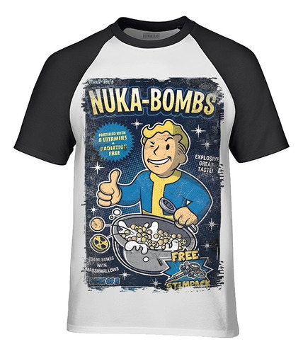 Playera Nuka Bombs Manga Ranglan Corta Fallout