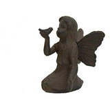 Pequeño Hierro Fundido Juguetón Fairy Garden Statue Angel Pi
