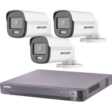 Kit Seguridad Hikvision 3 Cámaras 5mp Noche Color + Audio