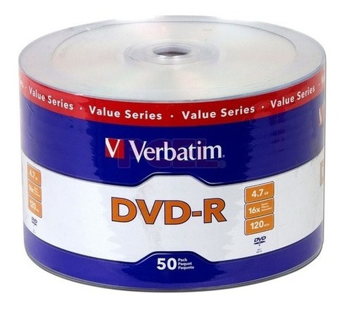 Torre Disco Dvd Verbatim 4.7 Gb 16x 120 Mins 50 Piezas