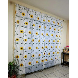  Cortinas Bordadas De Girasol  2.50m Ancho X 2.30m Largo 