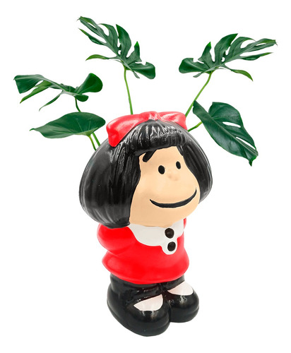 Maceta Cerámica Mafalda Pintada A Mano Esmaltada Decorativa 