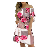 Vestido De Moda Con Estampado De Flores De Manga Corta Para