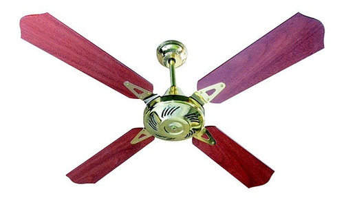 Ventilador Techo Nacional Potenciado Dorado Paletas Madera