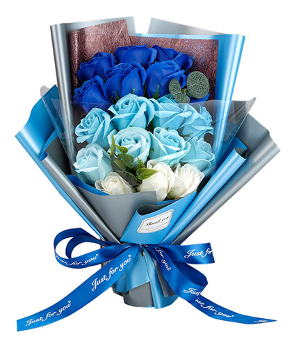 Elegante Set De Jabón Con Ramo De Rosas Para Azul