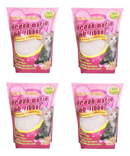 Kit C/4 Areias Para Gato Fina Micro Sílica Higiênica 1,6kg X 6.4kg De Peso Neto