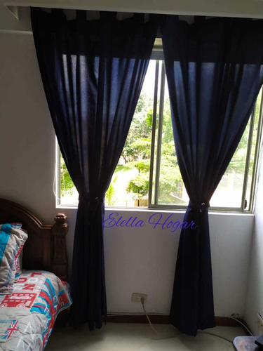 2 Cortinas Tela Tropical Con Presillas + 2 Agarraderas