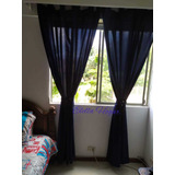 2 Cortinas Tela Tropical Con Presillas + 2 Agarraderas