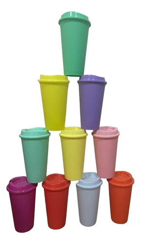 50 Vasos Cafeteros Reutilizables Tipo Starbucks