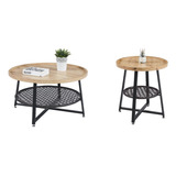 Set De Mesa Ratona Jannet Simil Rattan Y Madera