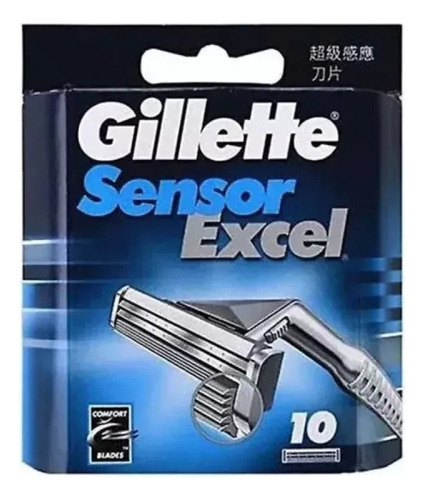 Lâminas Para Barbear Gillette Sensor Excel - Pacote De 10 V