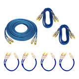 Kit Cabo Rca 5m + 2 Cabos 1m E 4 Cabos Y -  Azul Tech One