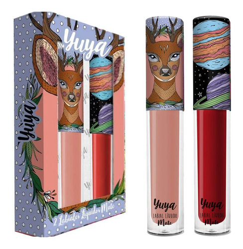 Set De Yuya De 2 Labiales Liquidos Bonita 3g Cu Lipsticks Color Rojo