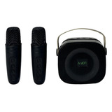 Mini Maquina De Karaokê Led Com 2 Microfones Bluetooth 5.0 