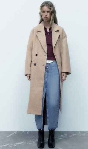 Tapado Oversized Soft De Paño Marca Zara