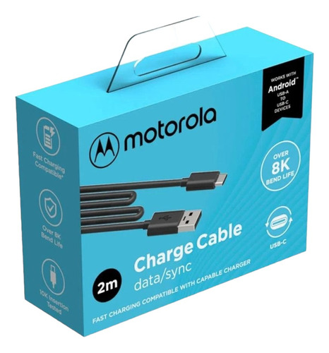 Cable De Datos 3 A Motorola Usb-a A Tipo-c De 2m Original