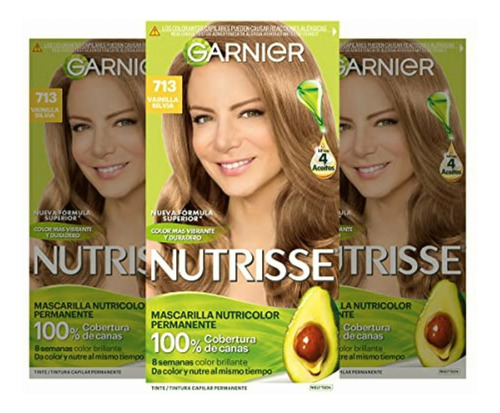 Paquete De 3 Tintes Garnier Nutrisse Tono 713 Vainilla