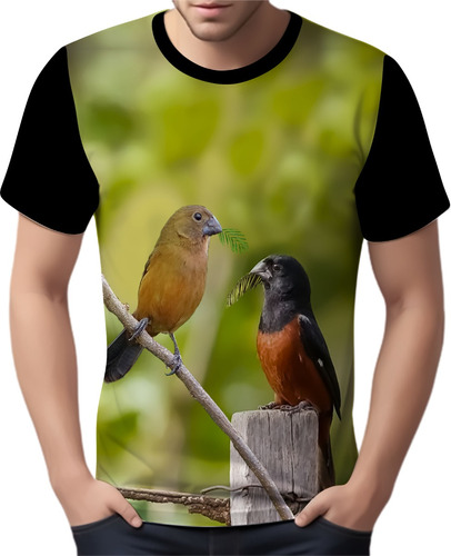 Camisa Camiseta Pássaros Procurados Curió Natureza Casal