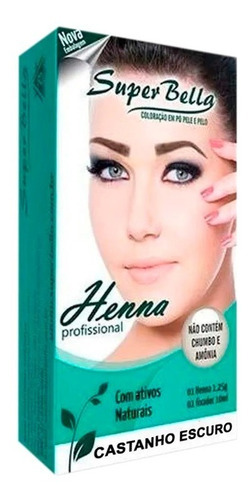  Kit Henna Para Sobrancelhas Super Bella - !! Tom Castanho Escuro