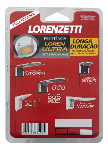 Resistência Lorenzetti Ducha Acqua Ultra Star Jet Duo Storm 