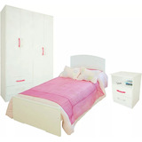 Combo Infantil Cama Fiona + Placard 4 Ptas + Mesa De Luz 