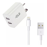 Cargador 2 Usb + Cable Lightning Compatible iPhone iPad 2.4a