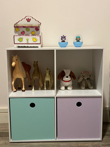 Mueble Infantil Organizador 4 Cubos  Con 2 Cajones De Apoyo