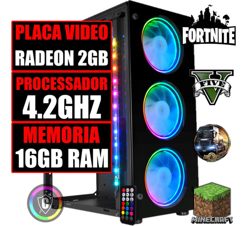 Pc Gamer Placa Video 2gb / Cpu 4.2ghz / 16gb Ram / Ssd 480gb