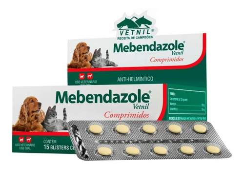 Mebendazole Cães E Gatos Blister C/ 10 Comprimidos - Vetnil