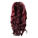 Peluca E Wig, Pelo Largo Y Rizado, Color Rojo Vino, 65 Cm