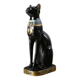 Majestuosa Escultura De Gato Bastet Egipcio - 12,5x19x37cm