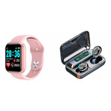 Reloj Smartwatch D20 Rosa + Auriculares Inalámbricos F9 
